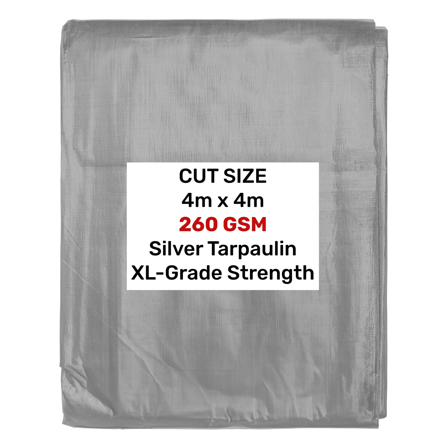 Silver XL-Grade Tarpaulin 4m x 4m Waterproof Tarpaulin Cover Reinforced Eyelets