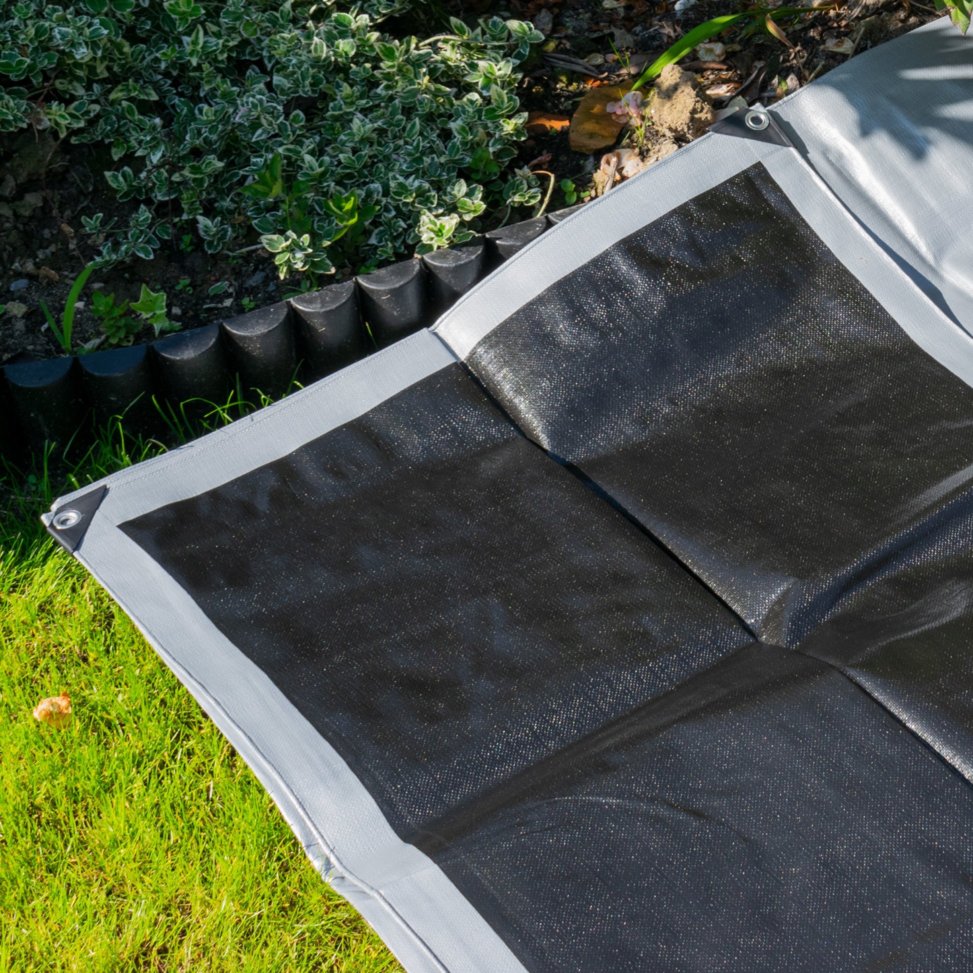 AP Supplies Silver XL-Grade Tarpaulin with Bungee Balls (Black) - 4m x 4m