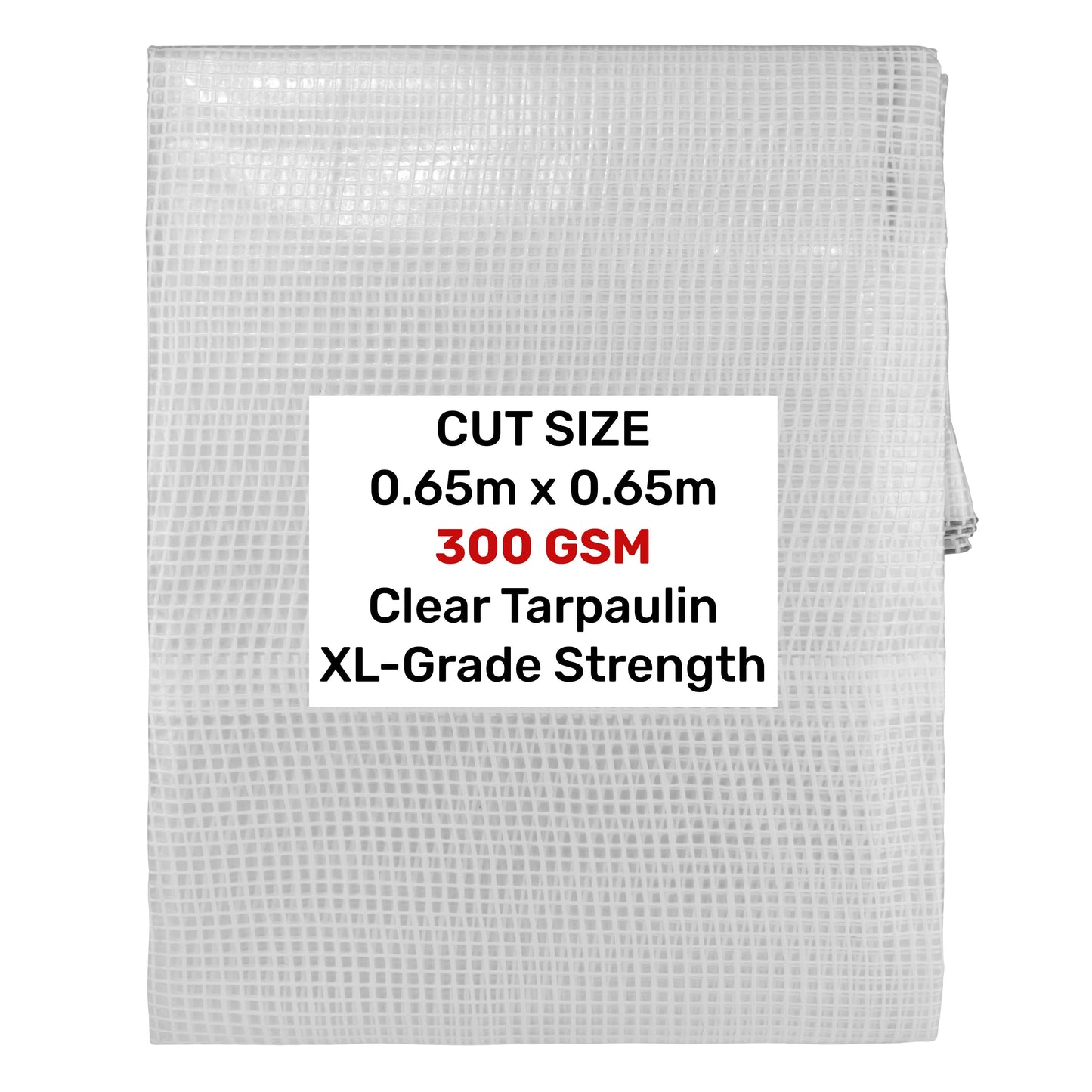 Clear XL-Grade Tarpaulin 0.65m x 0.65m Heavy Duty Outdoor Sheet Waterproof Sheet