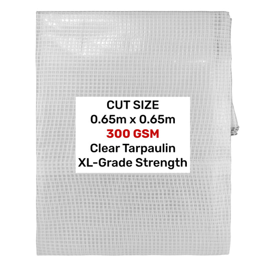 Clear XL-Grade Tarpaulin 0.65m x 0.65m Heavy Duty Outdoor Sheet Waterproof Sheet