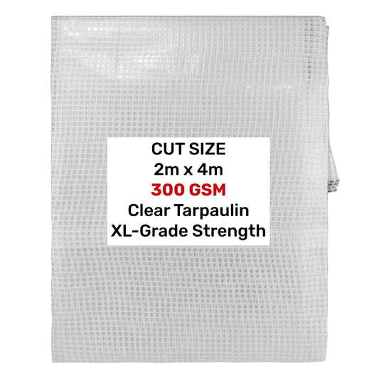 Clear XL-Grade Tarpaulin 2m x 4m Waterproof Tarpaulin Cover Outdoor Ground Sheet