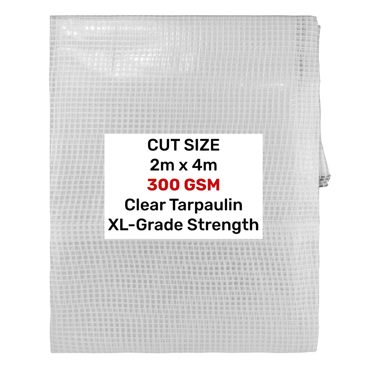 Waterproof Tarpaulin Cover Ground Sheet Green Blue Grey Whit - Clear / XL-Grade 300gsm / 2m x 4m