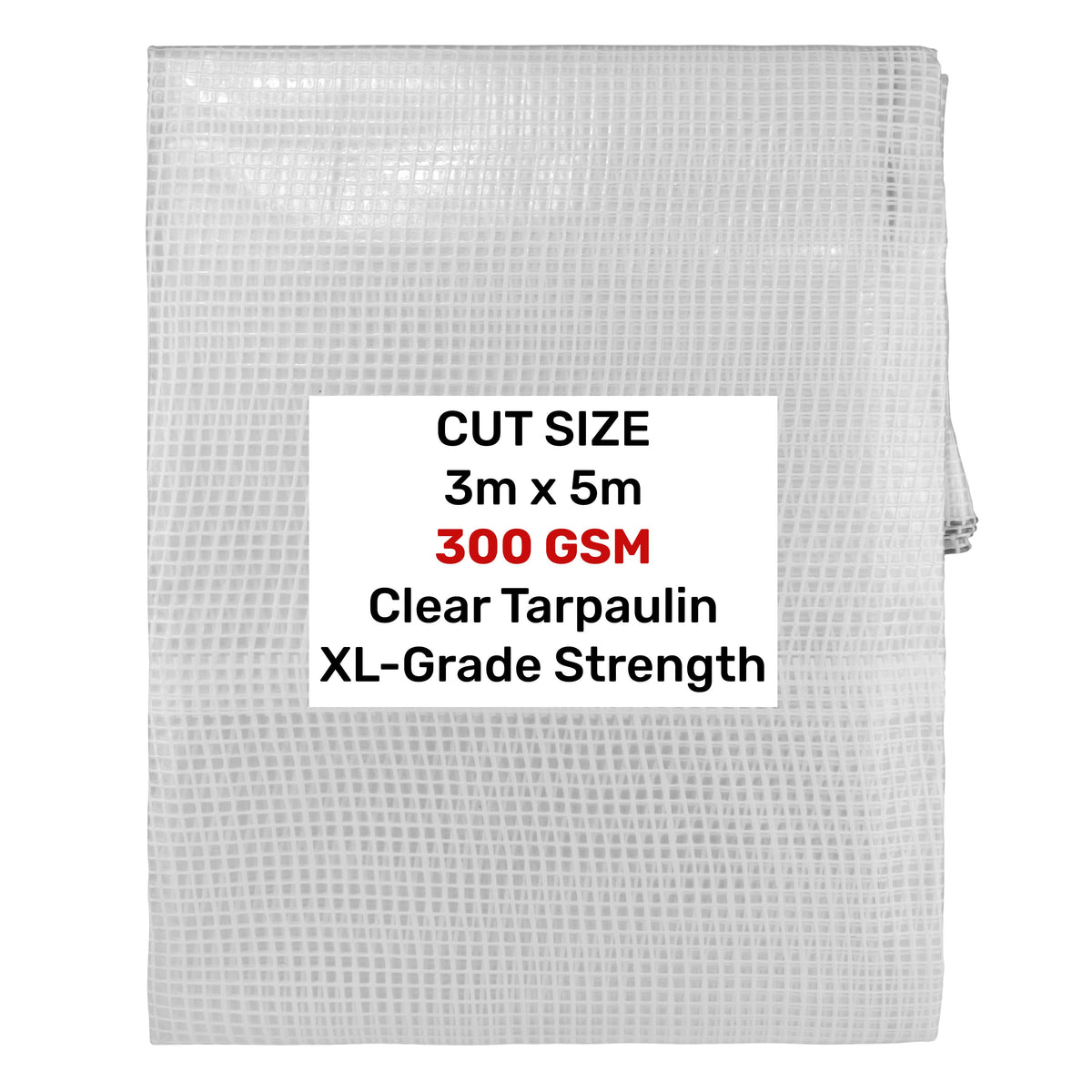 Waterproof Tarpaulin Cover Ground Sheet Green Blue Grey Whit - Clear / XL-Grade 300gsm / 3m x 5m