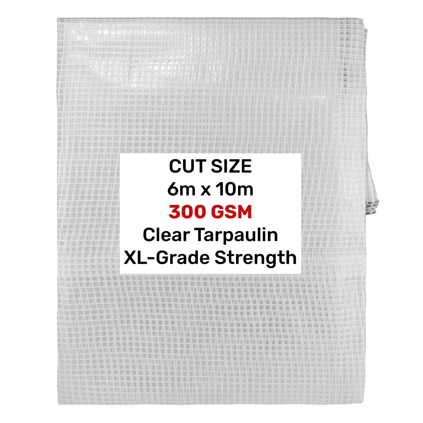 Clear XL-Grade Tarpaulin 6m x 10m Waterproof Tarpaulin Cover Reinforced Eyelets