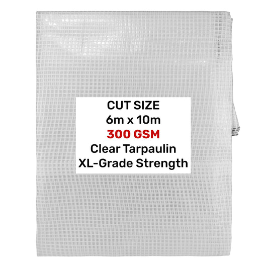 Clear XL-Grade Tarpaulin 6m x 10m Waterproof Tarpaulin Cover Reinforced Eyelets