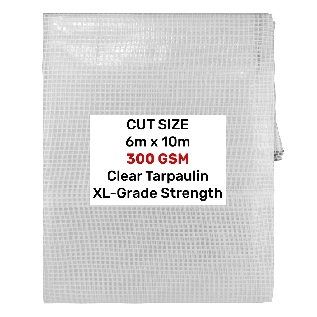 Waterproof Tarpaulin Cover Ground Sheet Green Blue Grey Whit - Clear / XL-Grade 300gsm / 6m x 10m
