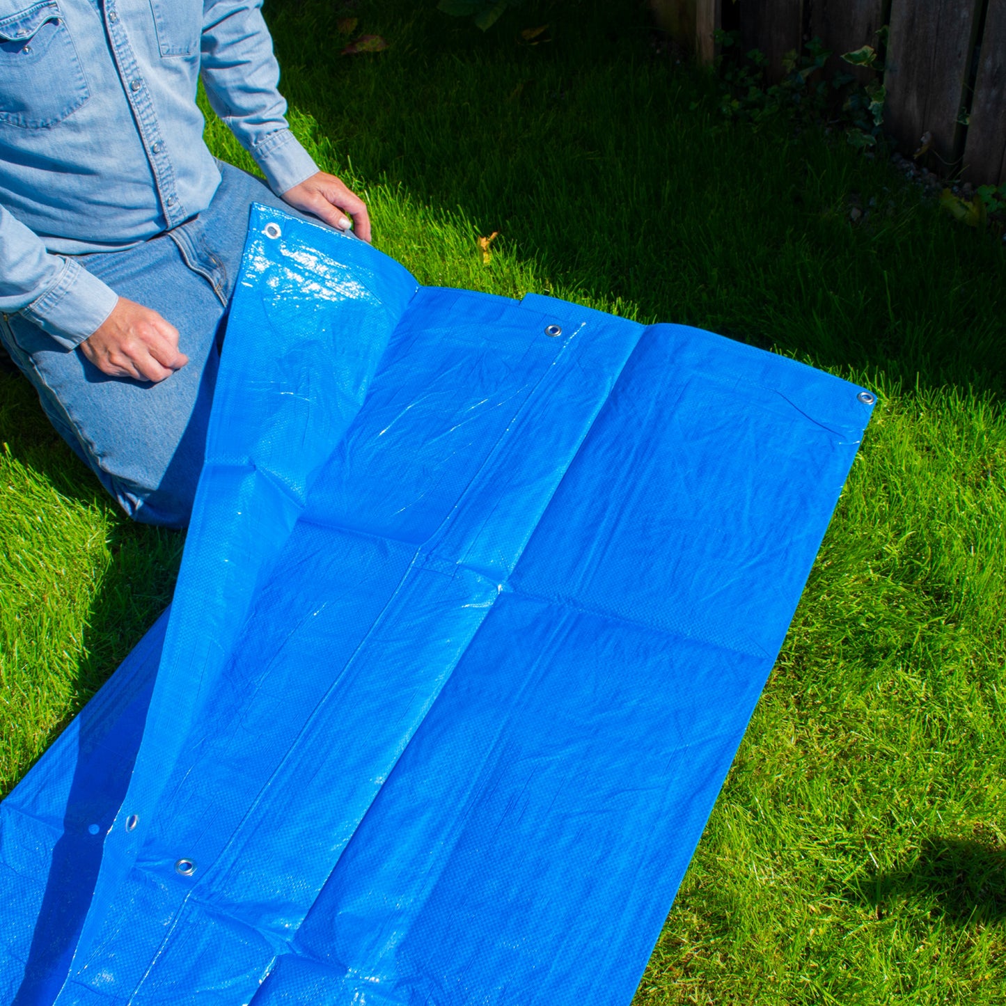 Blue S-Grade Tarpaulin 6m x 8m Waterproof Tarpaulin Cover Outdoor Ground Sheet