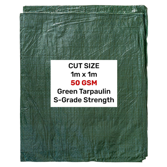 Green S-Grade Tarpaulin 1m x 1m Waterproof Tarpaulin Cover Outdoor Ground Sheet