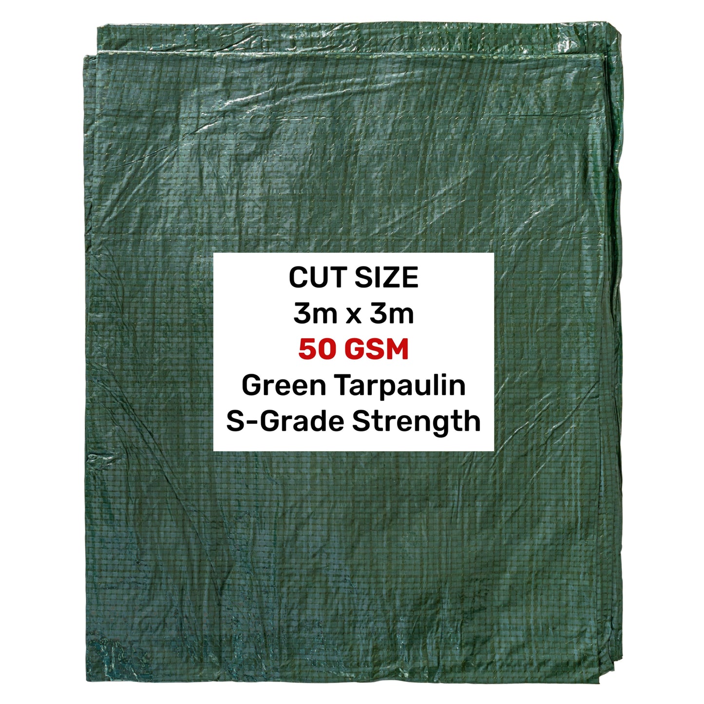 Green S-Grade Tarpaulin 3m x 3m Waterproof Tarpaulin Cover Outdoor Ground Sheet