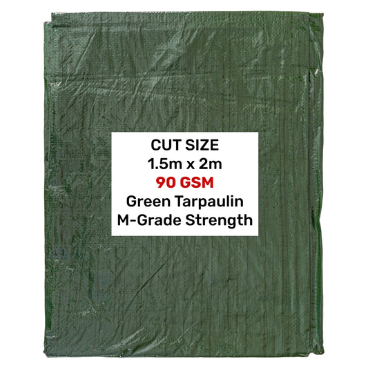 Green M-Grade Tarpaulin 1.5m x 2m Waterproof Tarpaulin Cover Garden Ground Cover