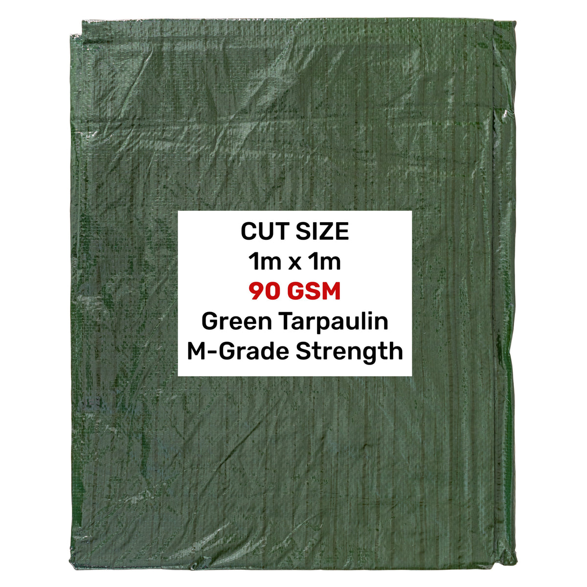 Waterproof Tarpaulin Cover Ground Sheet Green Blue Grey Whit - Green / M-Grade 90gsm / 1m x 1m