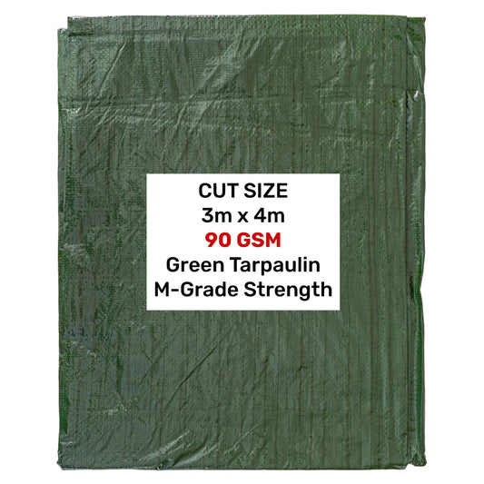 Green M-Grade Tarpaulin 3m x 4m Waterproof Tarpaulin Cover Weed Control Membrane