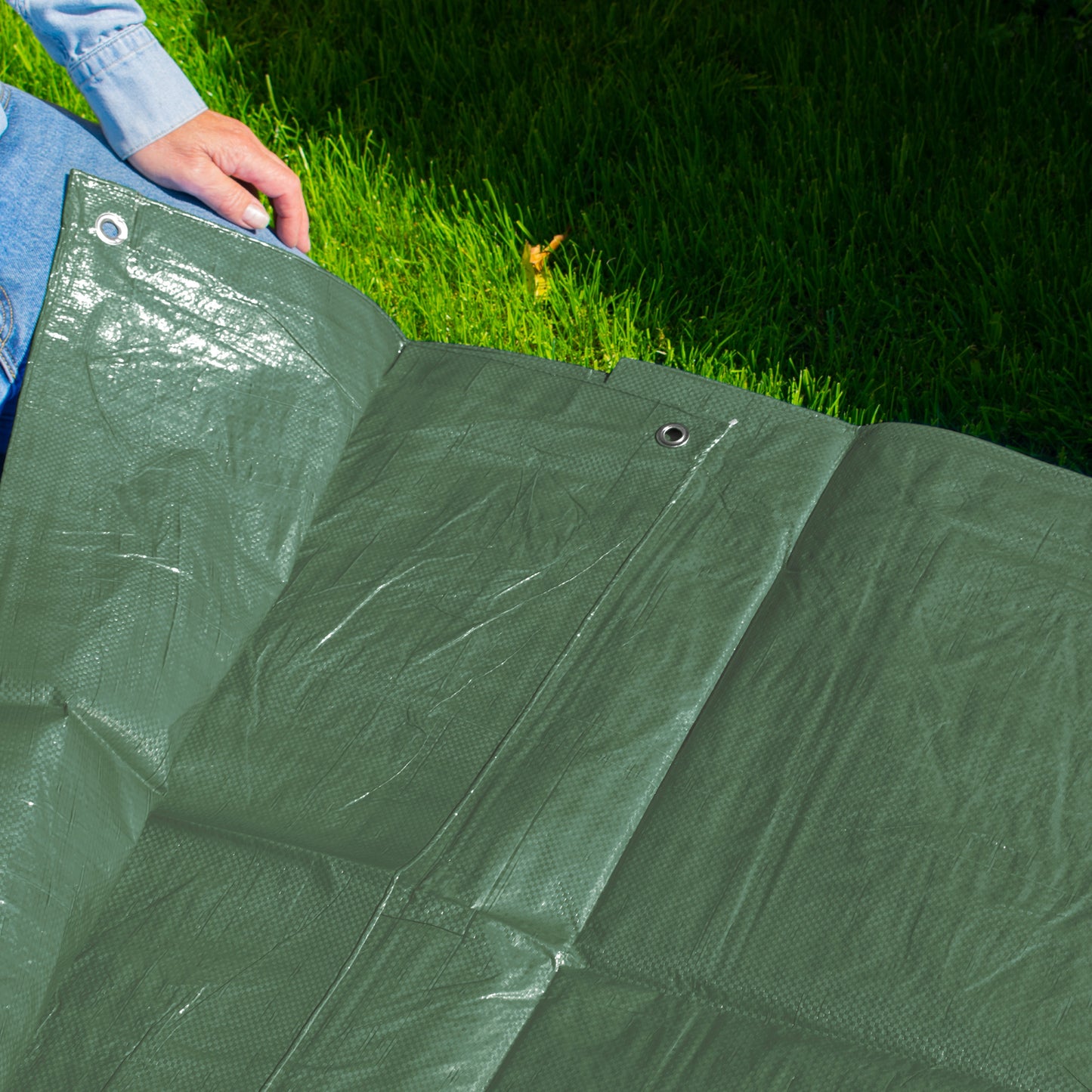 Green M-Grade Tarpaulin 1.5m x 2m Waterproof Tarpaulin Cover Garden Ground Cover