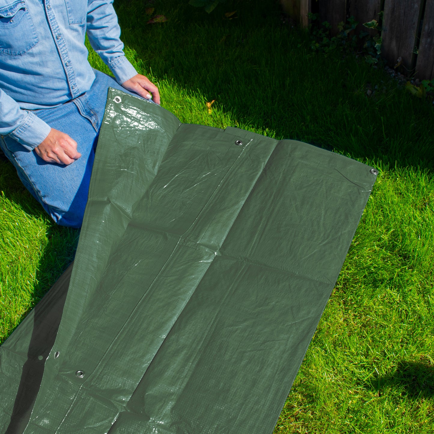 Green M-Grade Tarpaulin 5m x 5m Waterproof Tarpaulin Cover Weed Control Membrane