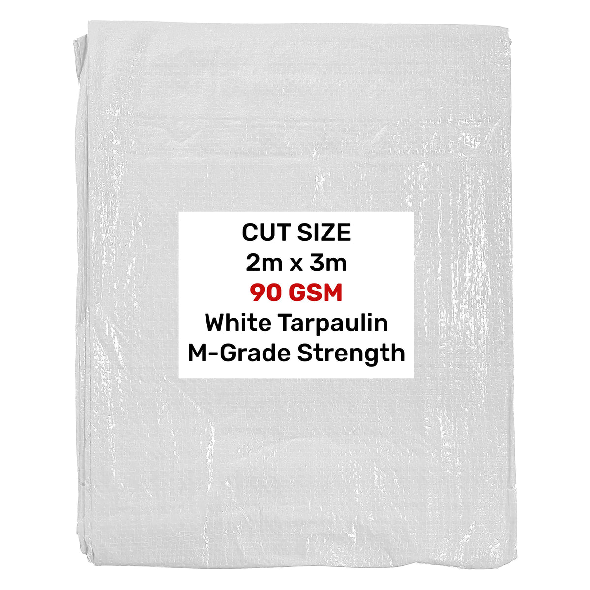 Waterproof Tarpaulin Cover Ground Sheet Green Blue Grey Whit - White / M-Grade 90gsm / 2m x 3m