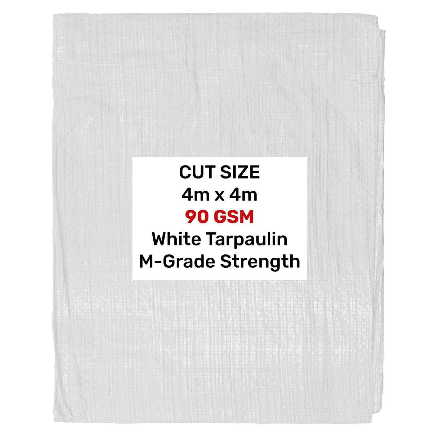White M-Grade Tarpaulin 4m x 4m Waterproof Tarpaulin Cover Weed Control Membrane