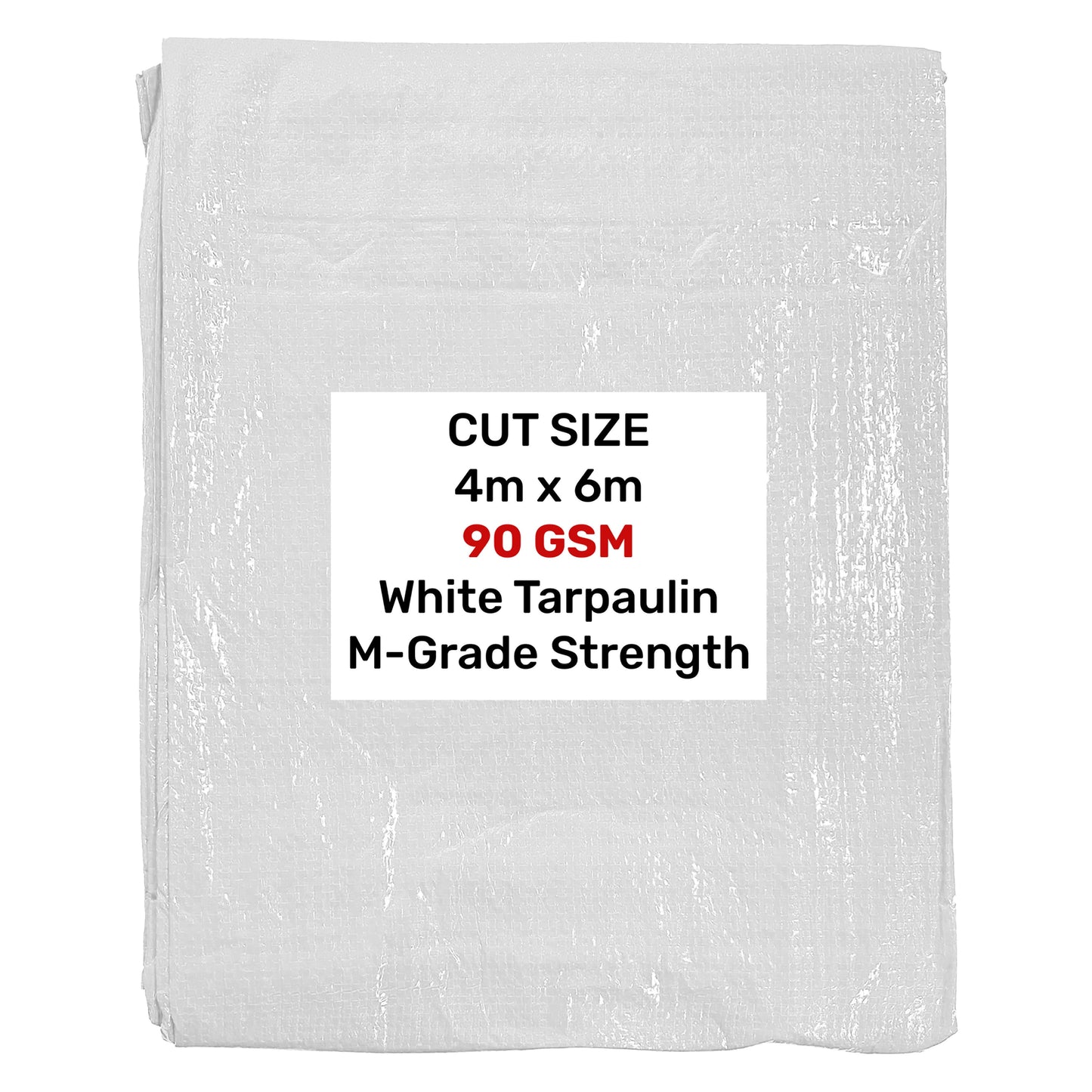 White M-Grade Tarpaulin 4m x 6m Waterproof Tarpaulin Cover Weed Control Membrane