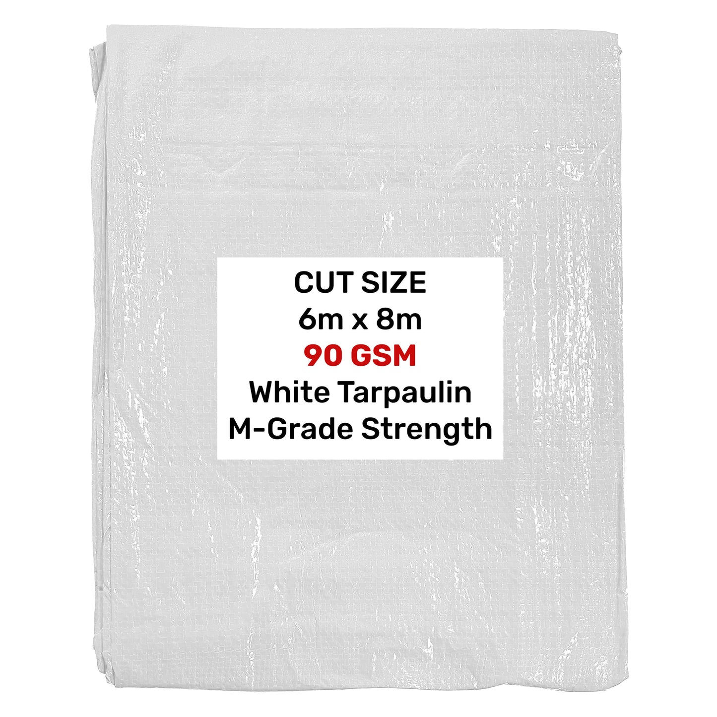 White M-Grade Tarpaulin 6m x 8m Waterproof Tarpaulin Cover Weed Control Membrane