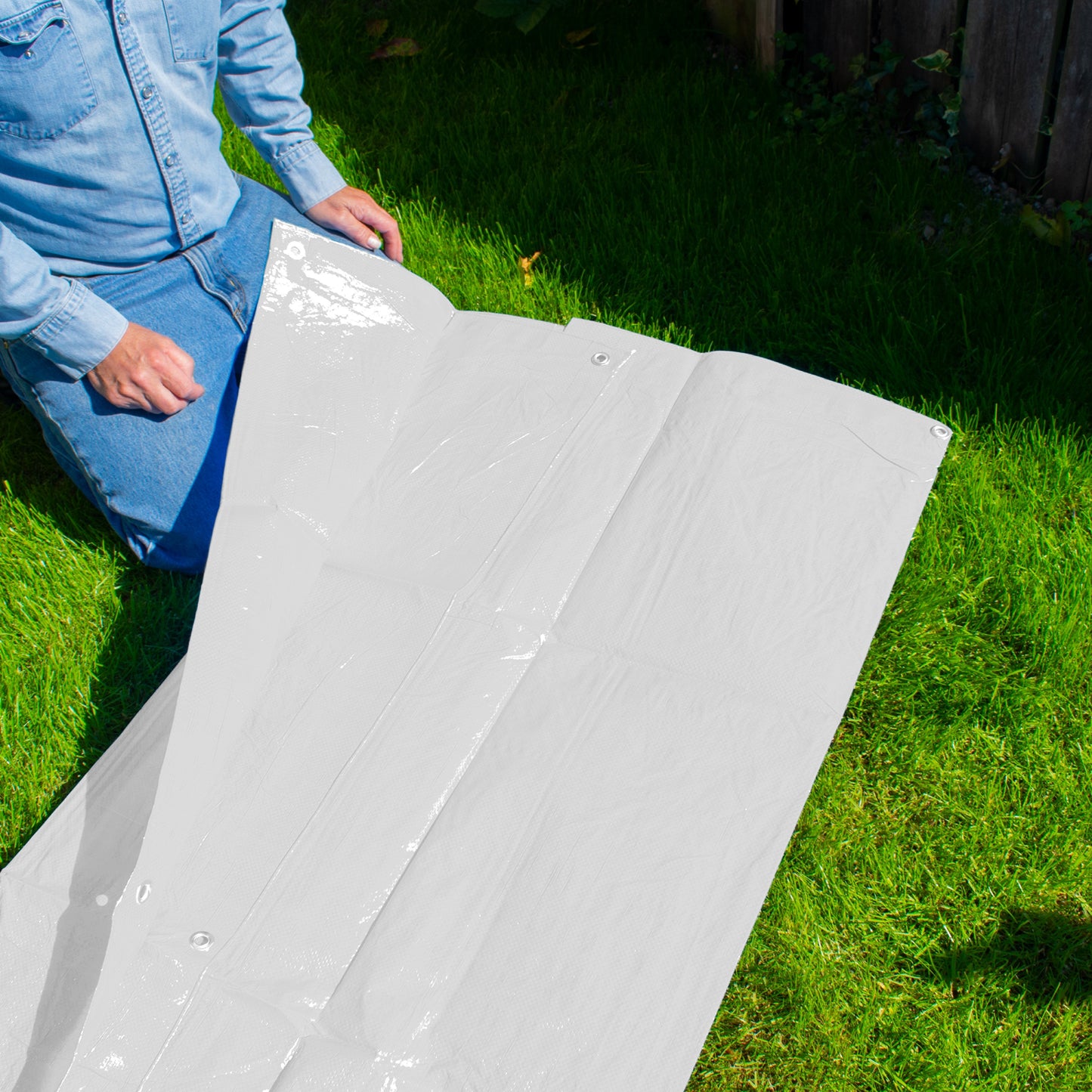 White M-Grade Tarpaulin 2m x 3m Waterproof Tarpaulin Cover Weed Control Membrane