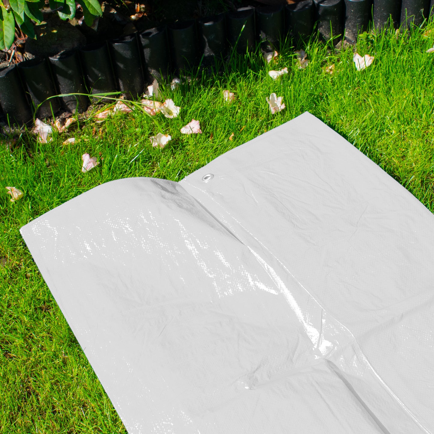 White M-Grade Tarpaulin 1.5m x 4m Waterproof Tarpaulin Cover Garden Ground Cover