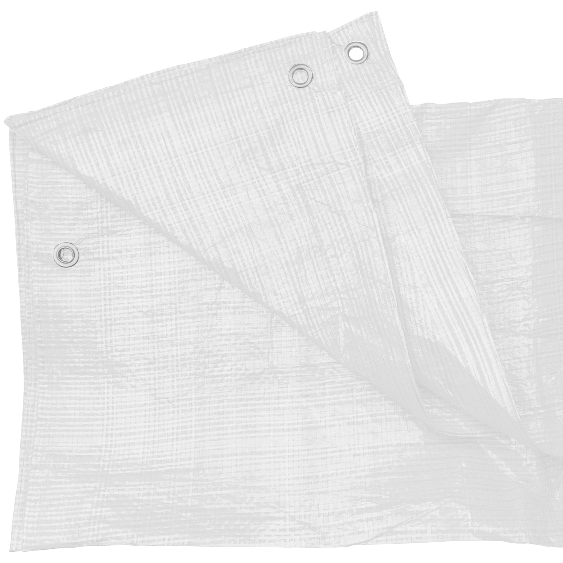 AP Supplies White M-Grade Tarpaulin with 10 x 6" Bungee Balls (Black) and 10 x Screw Type Tarp Clips - 5m x 6m