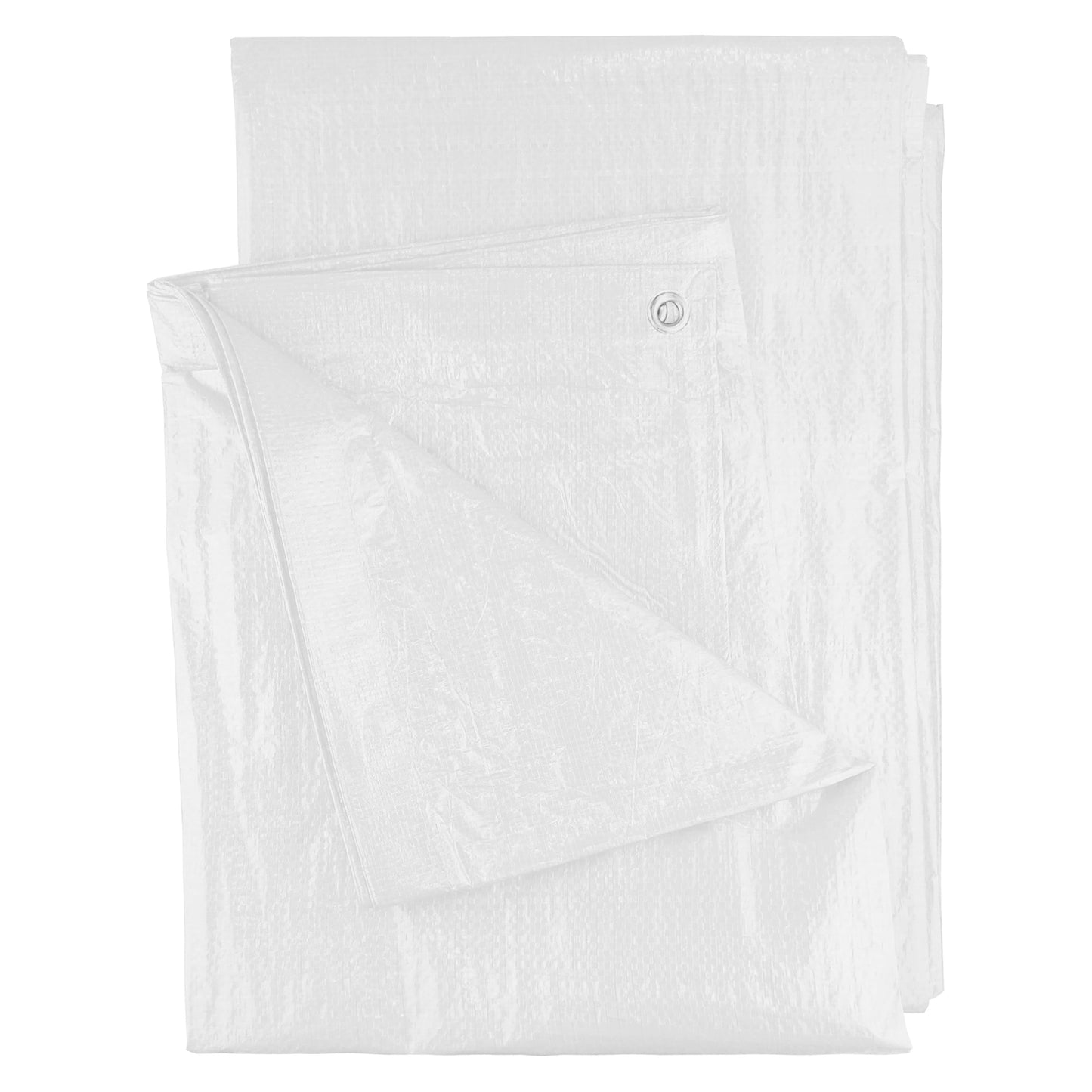 AP Supplies White M-Grade Tarpaulin with 10m of 6mm Bungee Rope and 10 x Screw Type Tarp Clips - 4m x 5m