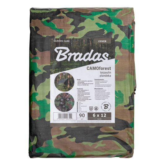 Camouflage M-Grade Tarpaulin 6m x 12m BRADAS Reinforced Eyelets Waterproof Sheet