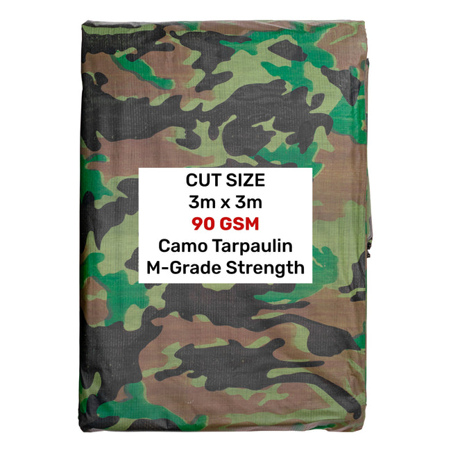 Camouflage M-Grade Tarpaulin 3m x 3m Waterproof Tarpaulin Cover Waterproof Sheet