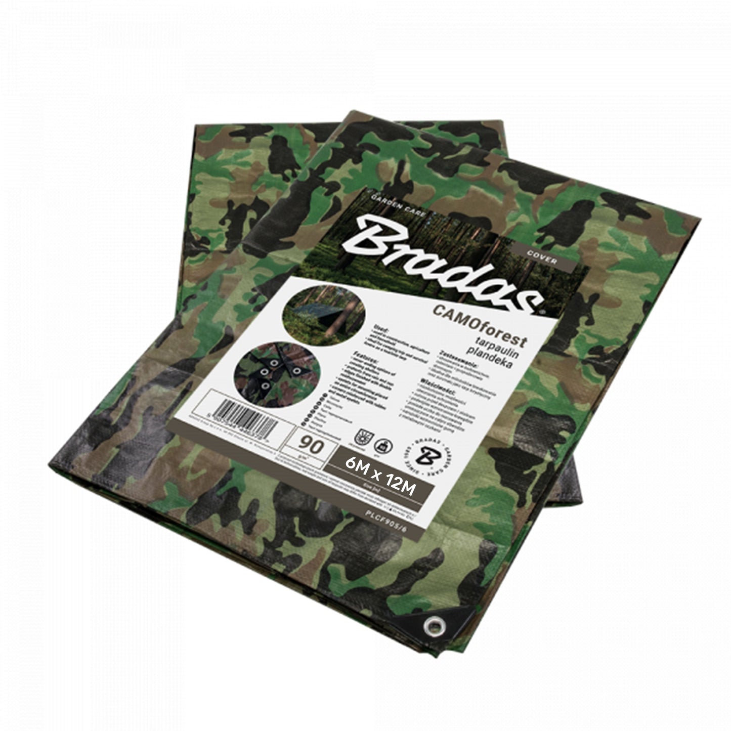 Camouflage M-Grade Tarpaulin 6m x 12m BRADAS Reinforced Eyelets Waterproof Sheet