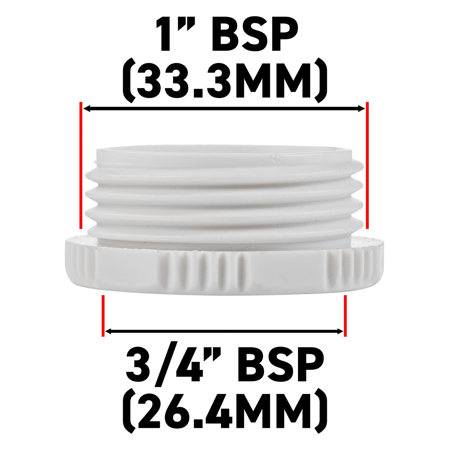 AP Supplies Female Tap Connector 1" or 3/4" BSP Female, Gray/White