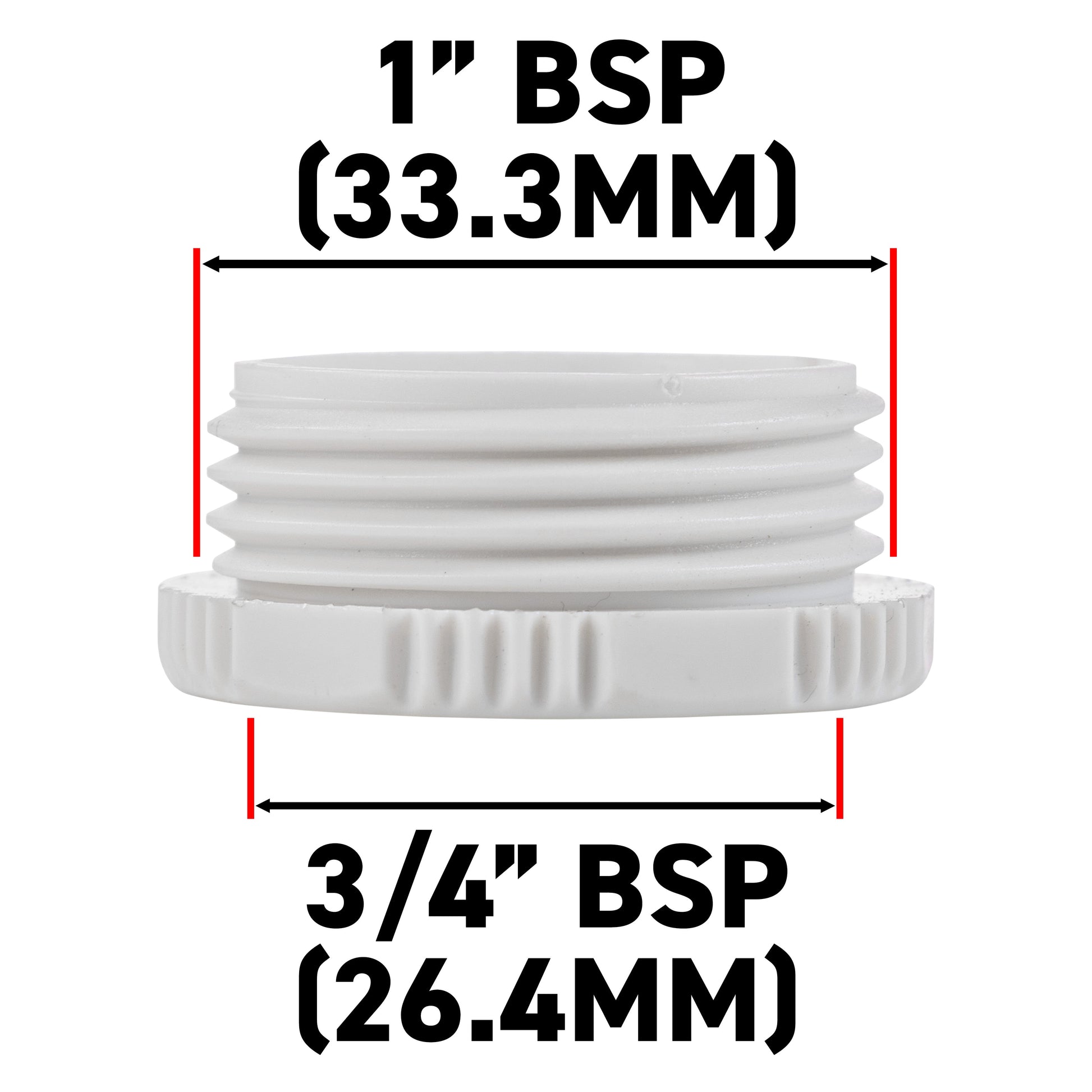AP Supplies Female Tap Connector 1" or 3/4" BSP Female, Gray/White