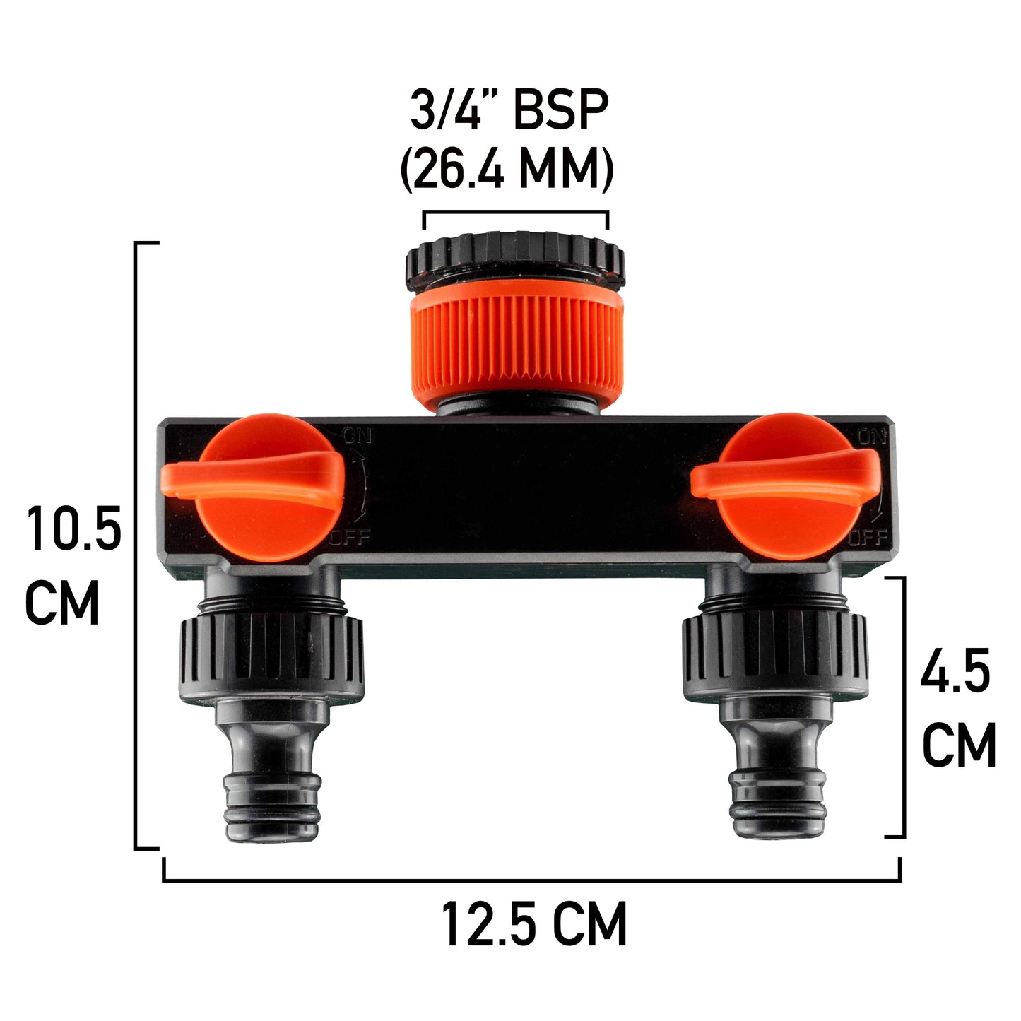 AP Supplies ¾” BSP Water Butt Fitting with 2-Way Quick Connect Valved Splitter