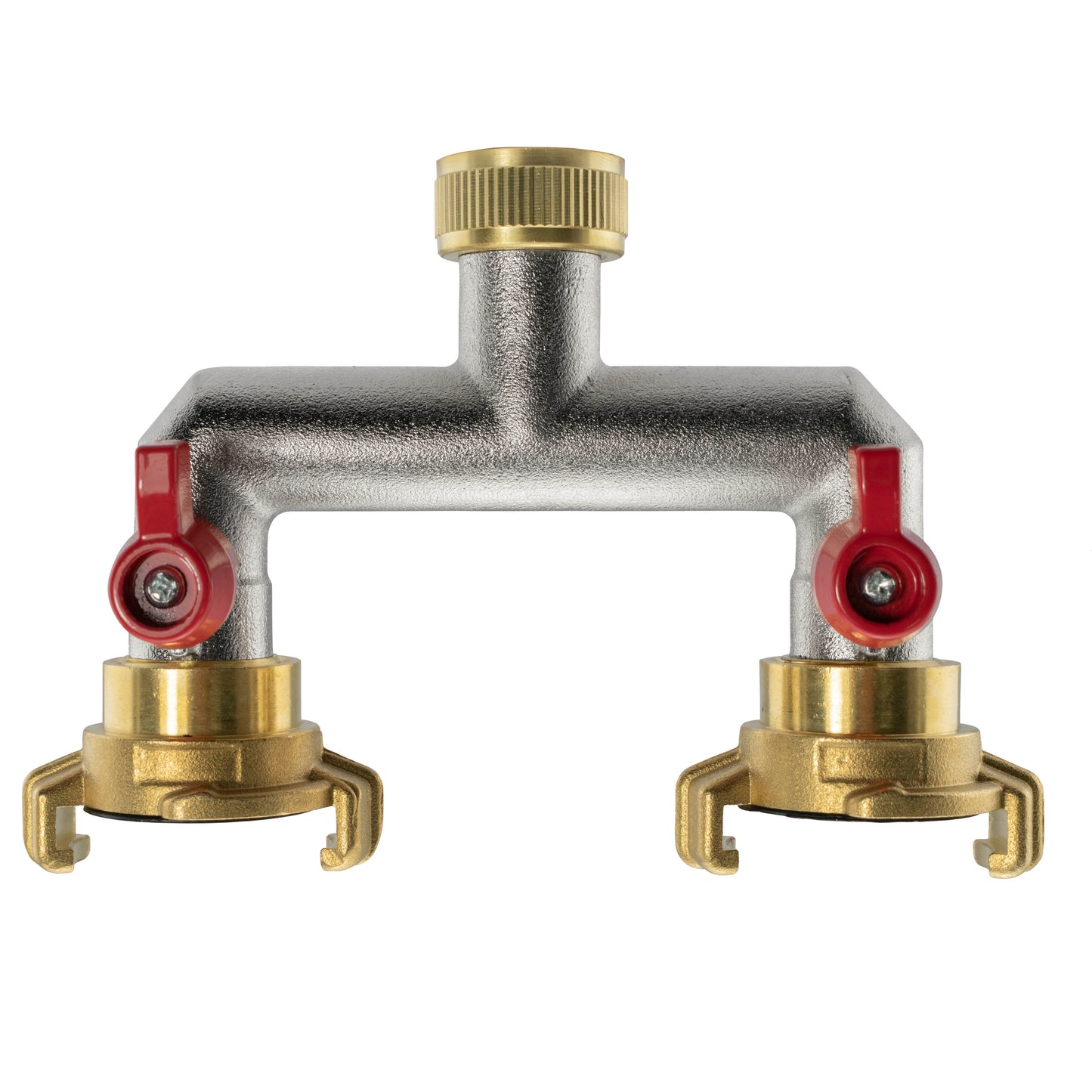 AP Supplies Two Way Tap Splitter Brass 3/4" BSP with Geka Type Outlets