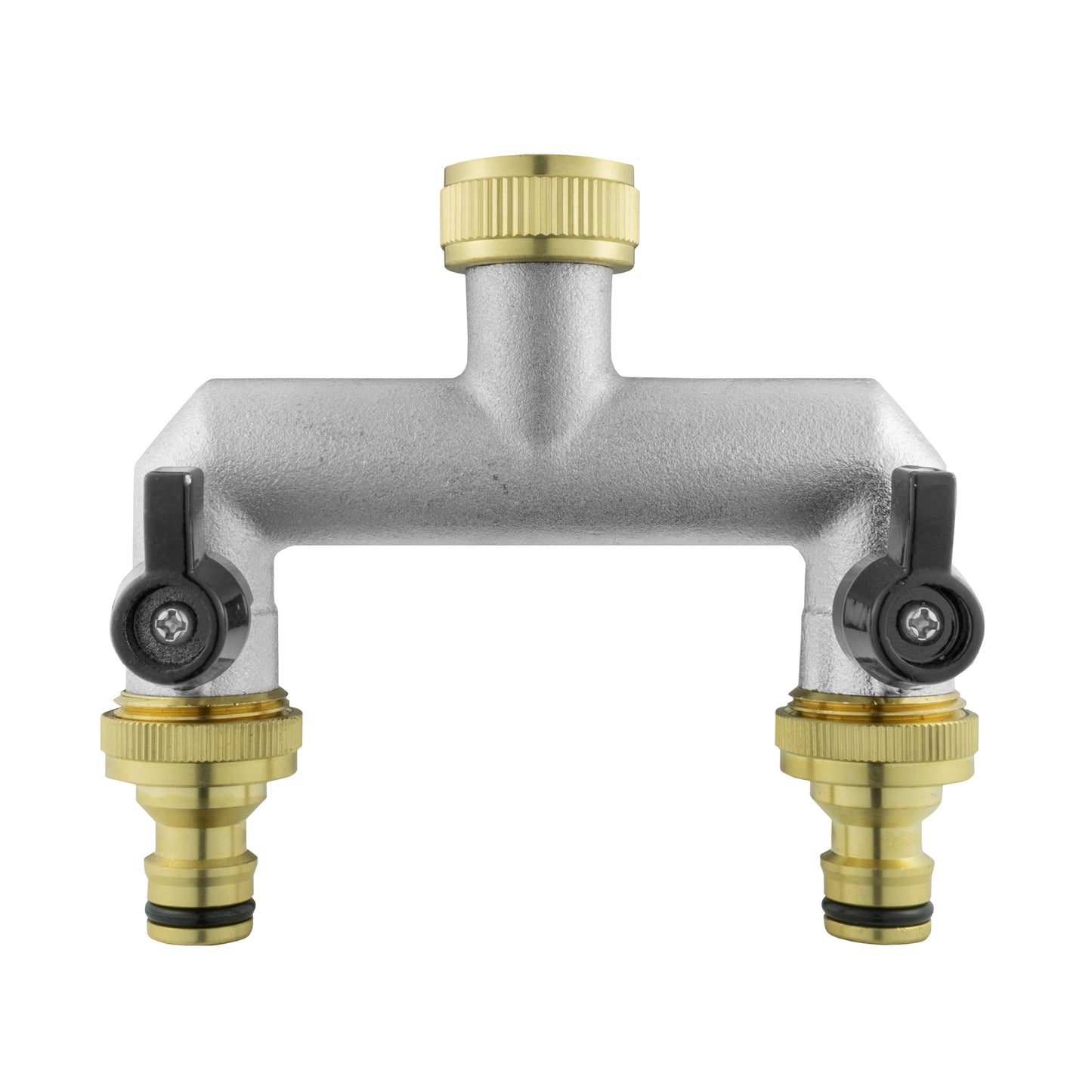 AP Supplies Two Way Tap Splitter Brass 3/4" BSP with Quick Connect Outlets
