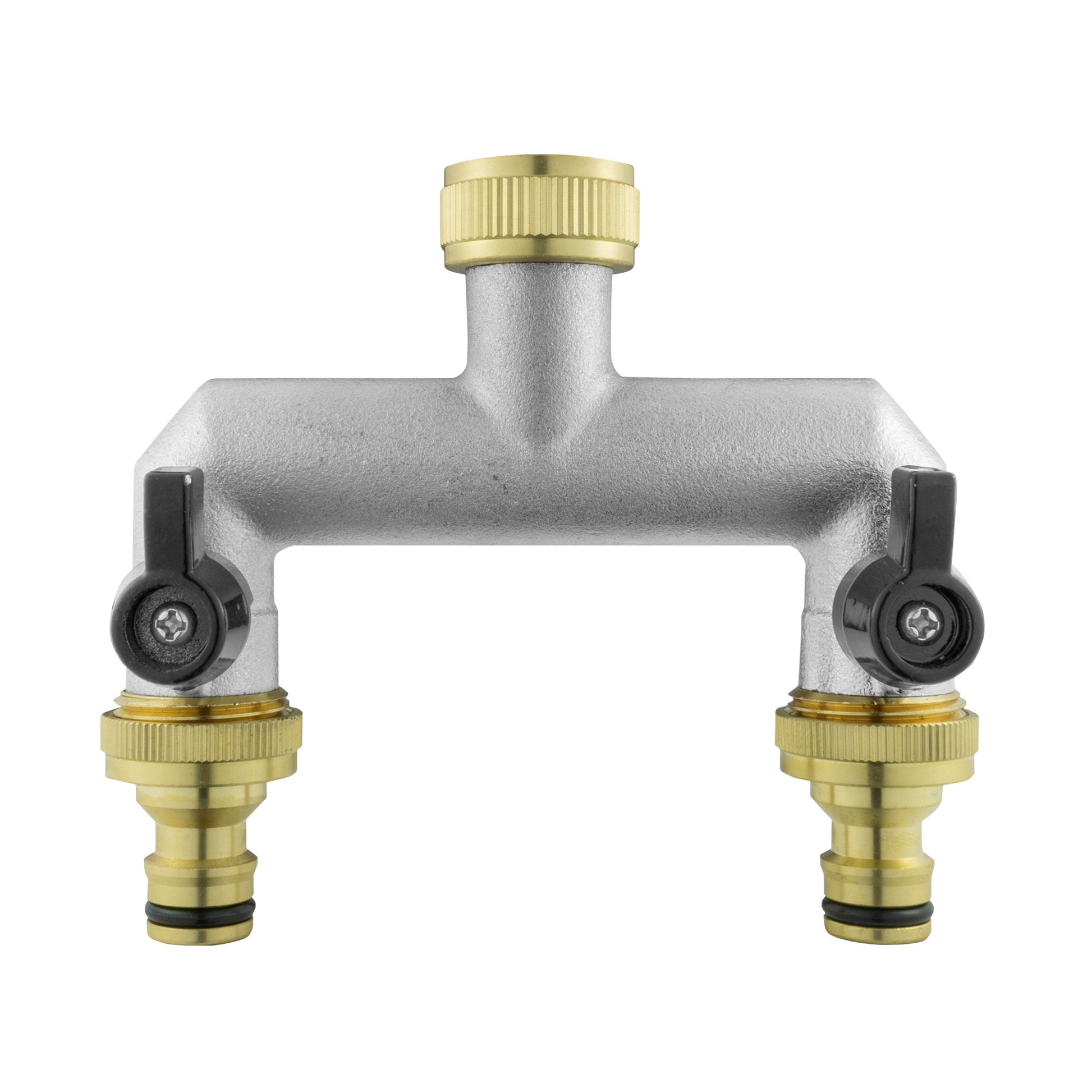 AP Supplies Two Way Tap Splitter Brass 3/4" BSP with Quick Connect Outlets