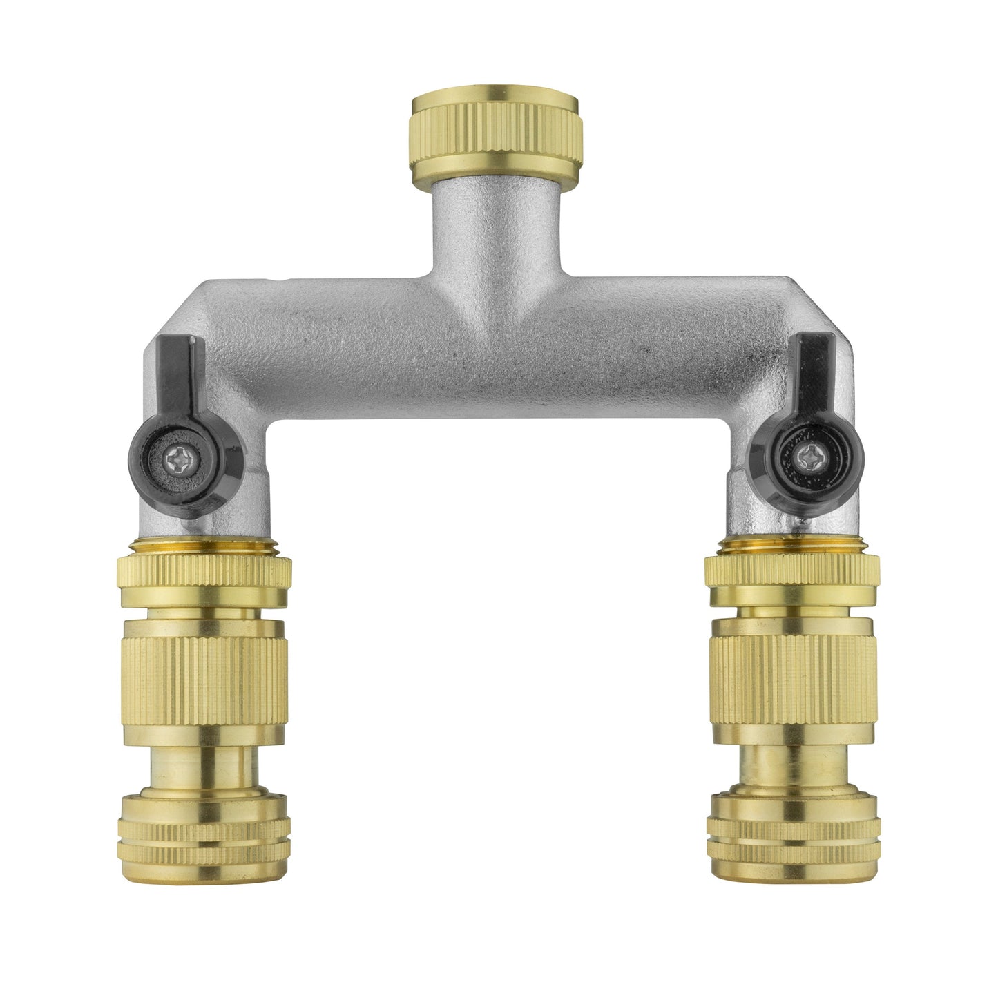 AP Supplies Two Way Tap Splitter Brass 3/4" BSP with Quick Connect and Hose Fittings
