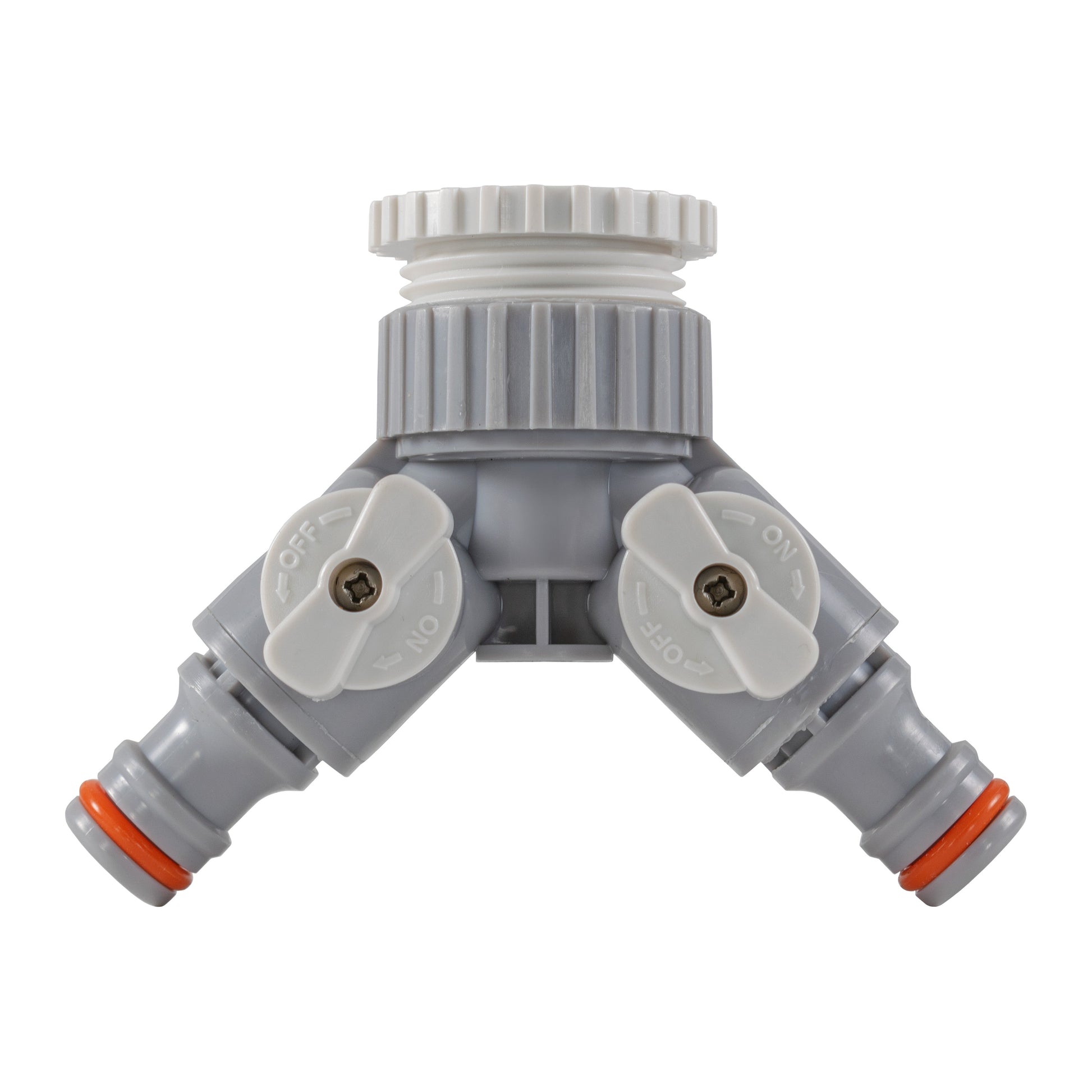 AP Supplies 2-Way Tap Connector With Valves 1" or 3/4" BSP Female, Gray/White
