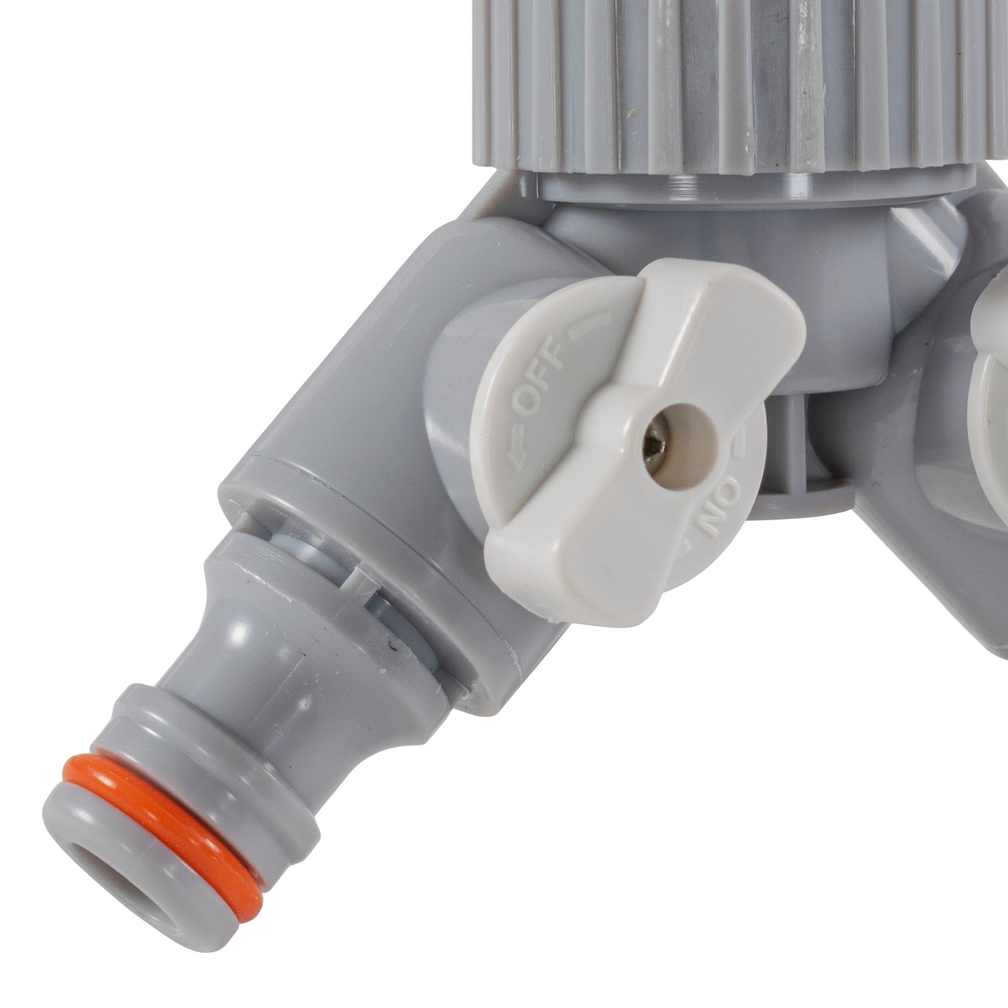 AP Supplies 2-Way Tap Connector With Valves 1" or 3/4" BSP Female, Gray/White
