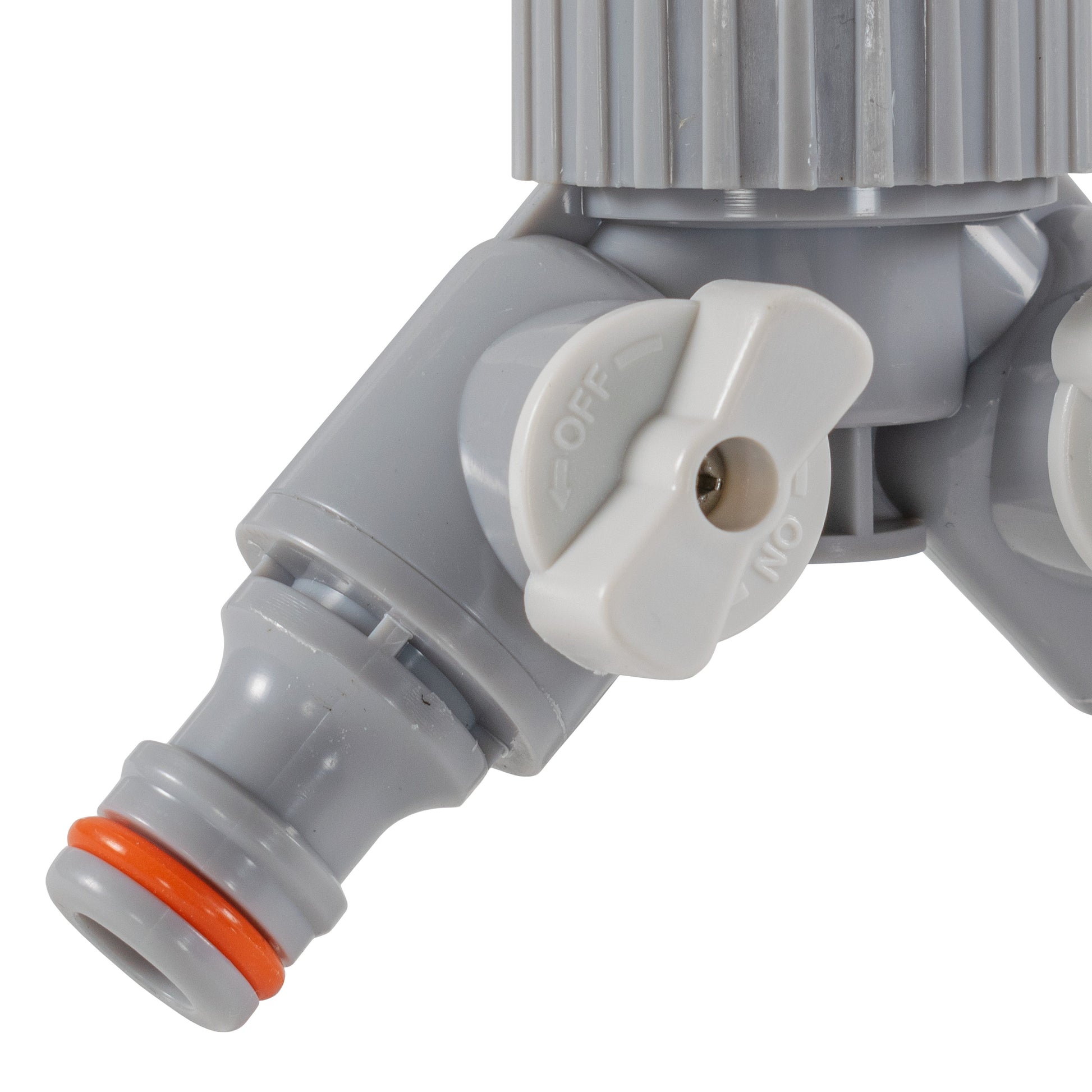AP Supplies 2-Way Tap Connector With Valves 1" or 3/4" BSP Female, Gray/White