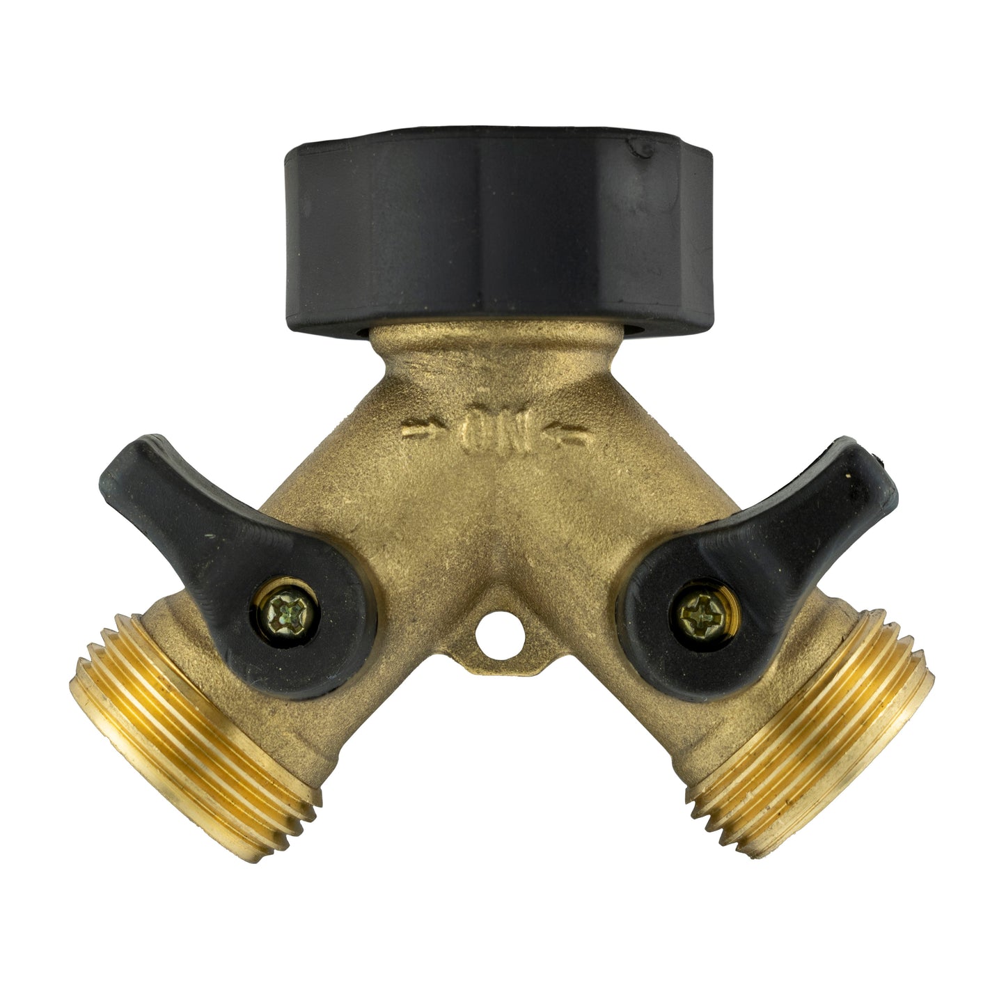 Double Tap Connector with Valves and Threaded Outlets Brass for Garden Hose Pipe