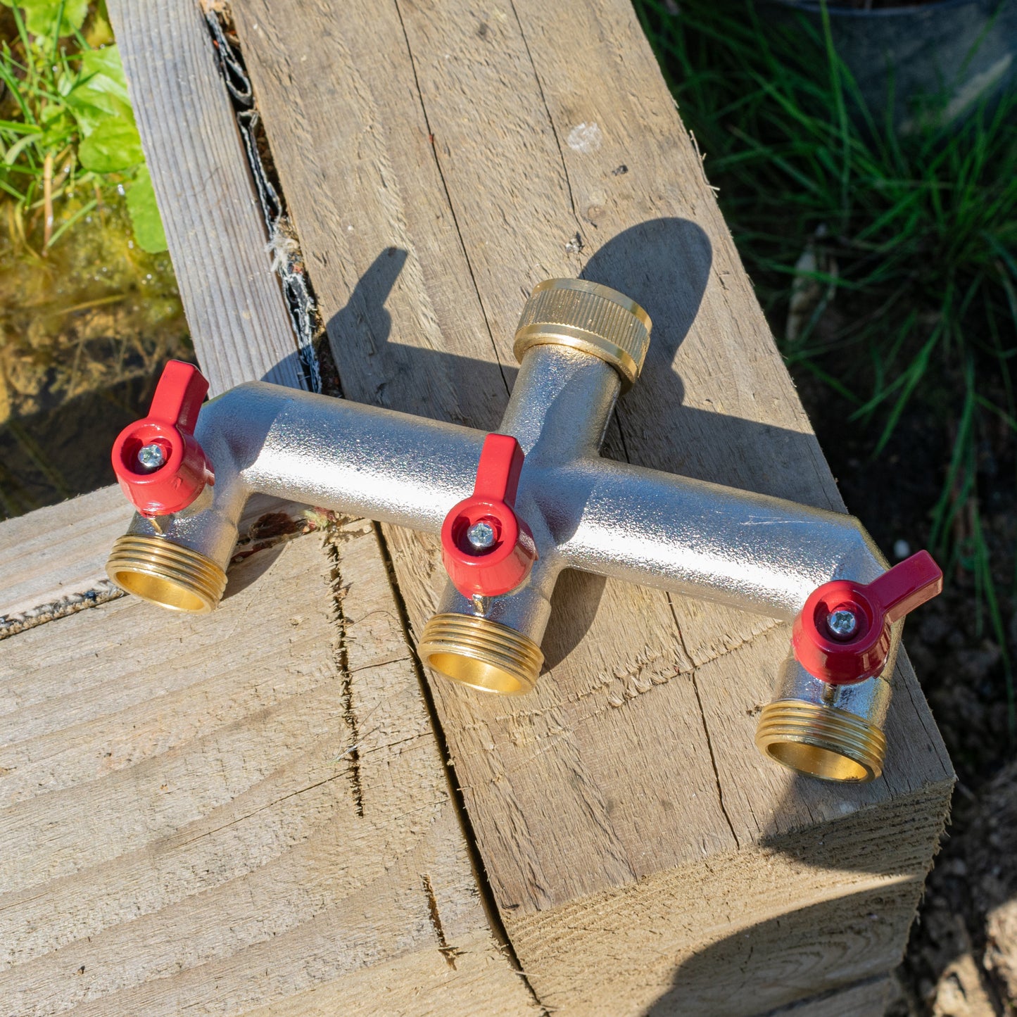Three Way Tap Splitter Brass 3/4in BSP Hose Pipe Fitting Drip Irrigation Fitting