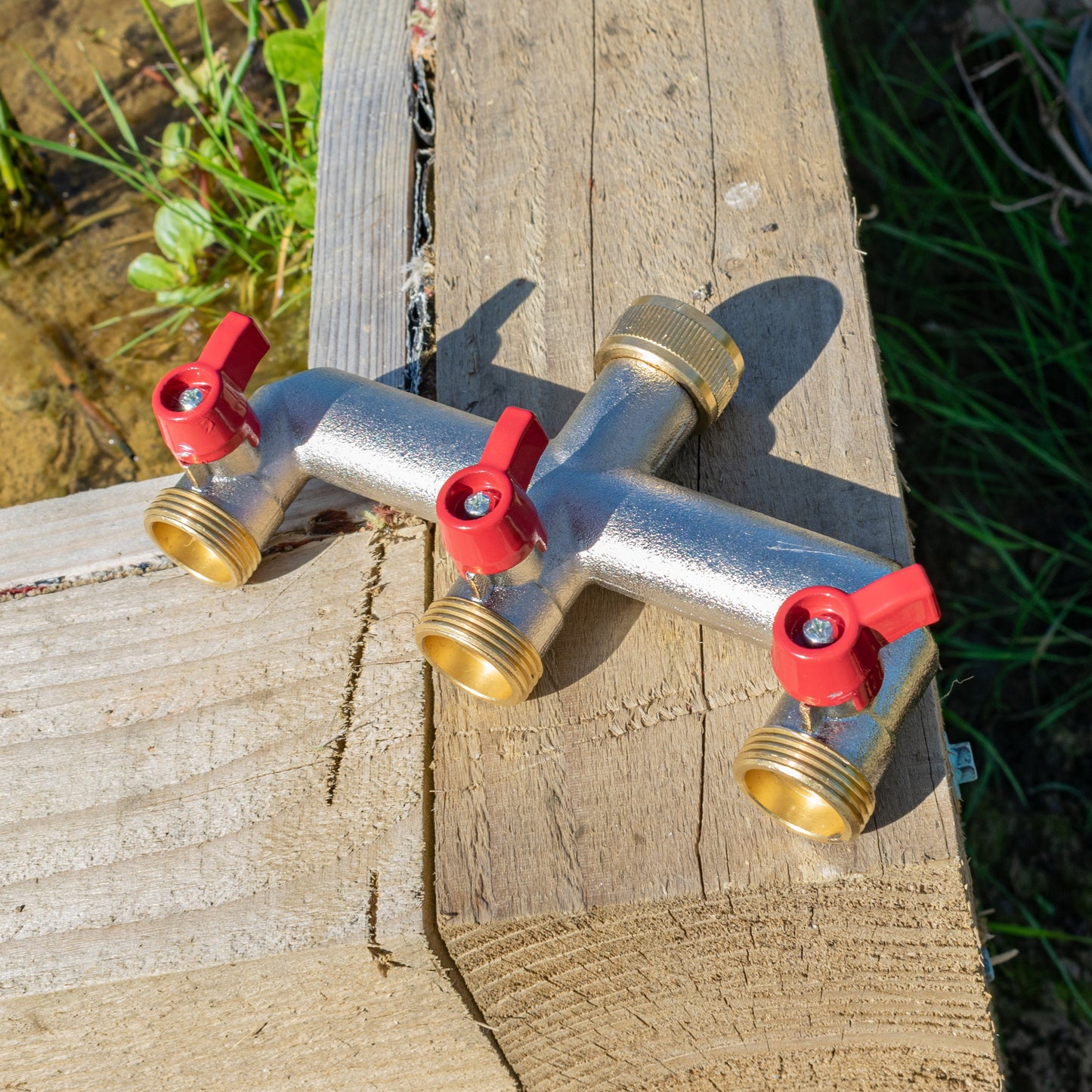 Three Way Tap Splitter Brass 3/4in BSP Hose Pipe Fitting Drip Irrigation Fitting