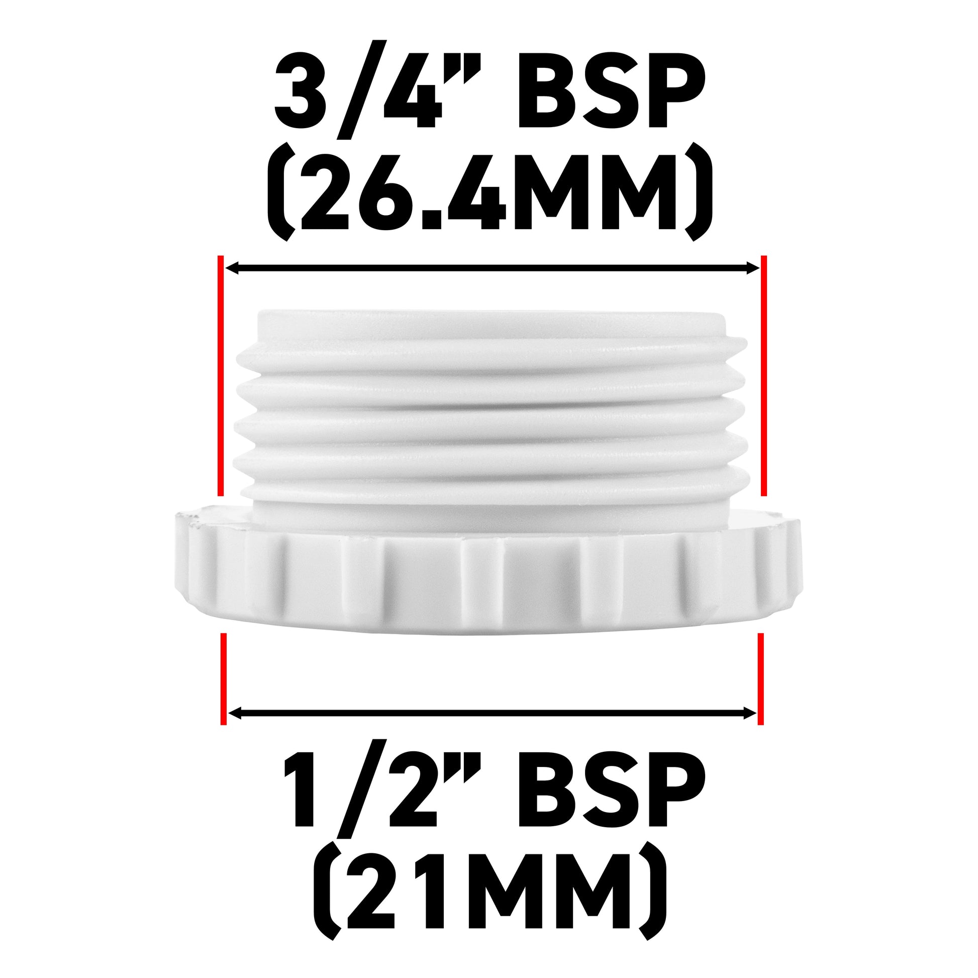 AP Supplies Female Tap Connector 3/4" or 1/2" BSP Female, Gray/White