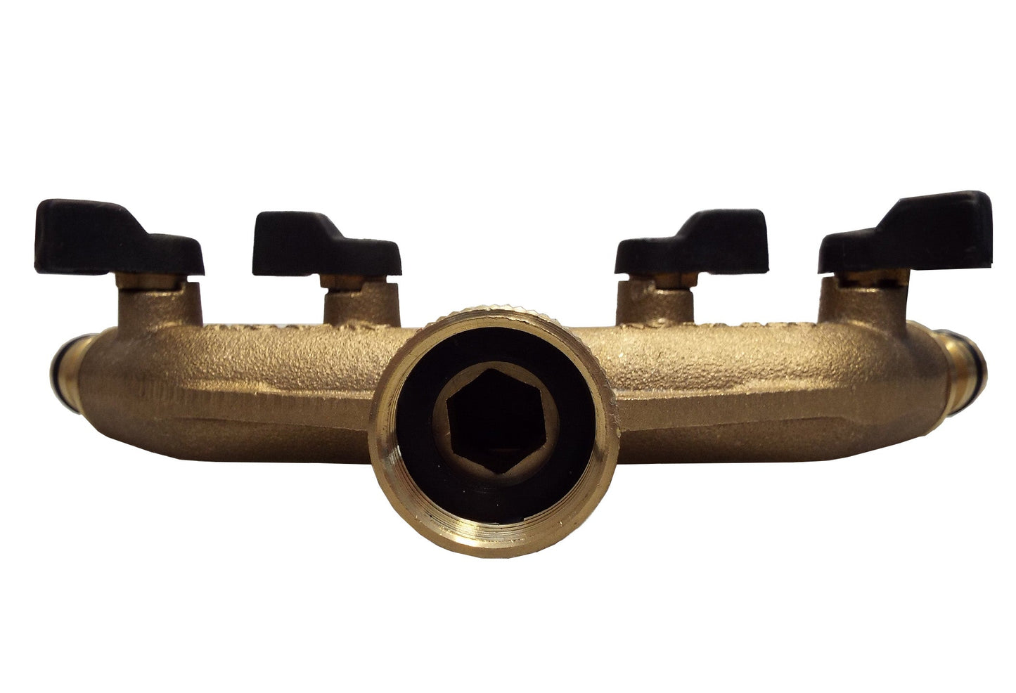 4-Way Manifold with Valves and Threaded Outlets Brass for DIY Workshop Accessory