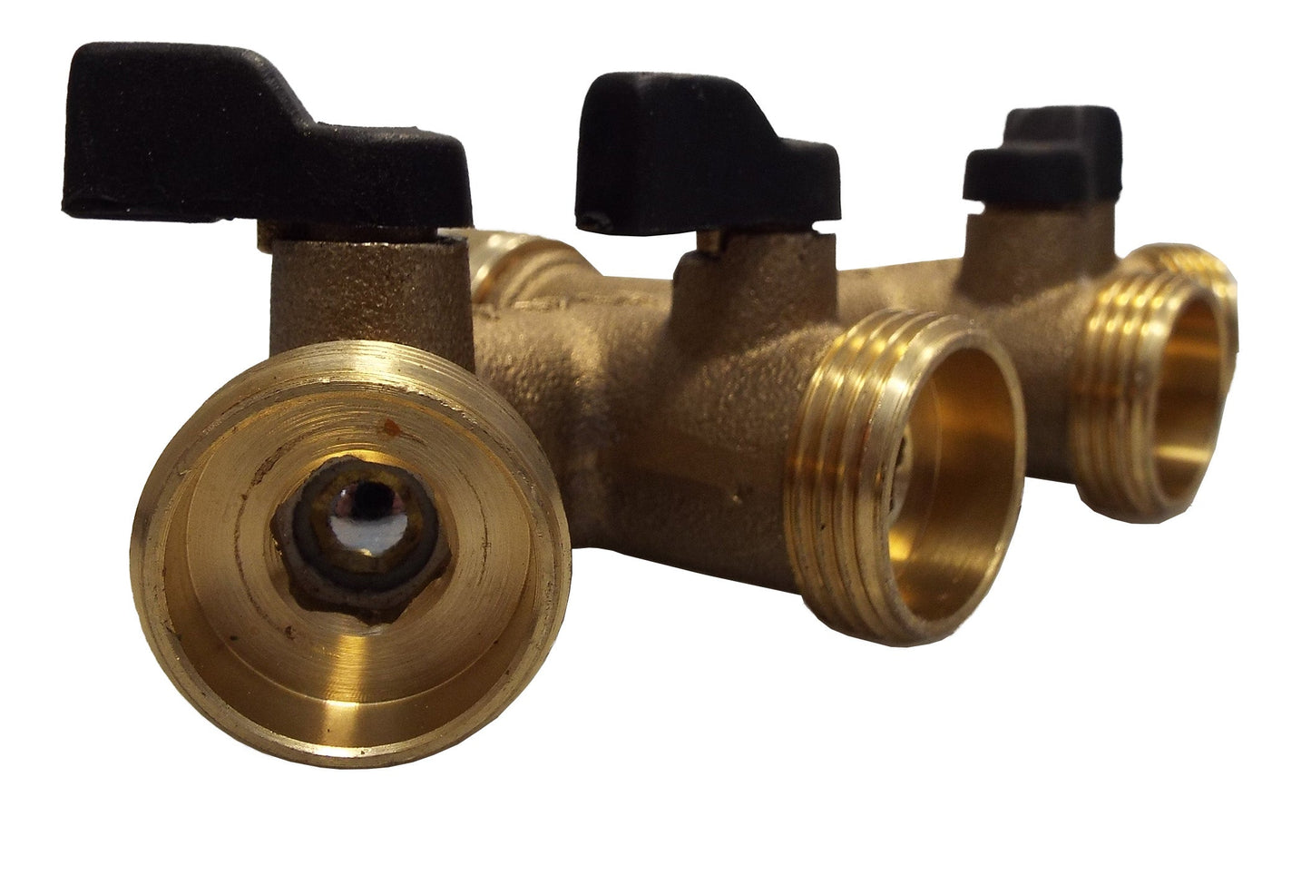 4-Way Manifold with Valves and Threaded Outlets Brass for DIY Workshop Accessory