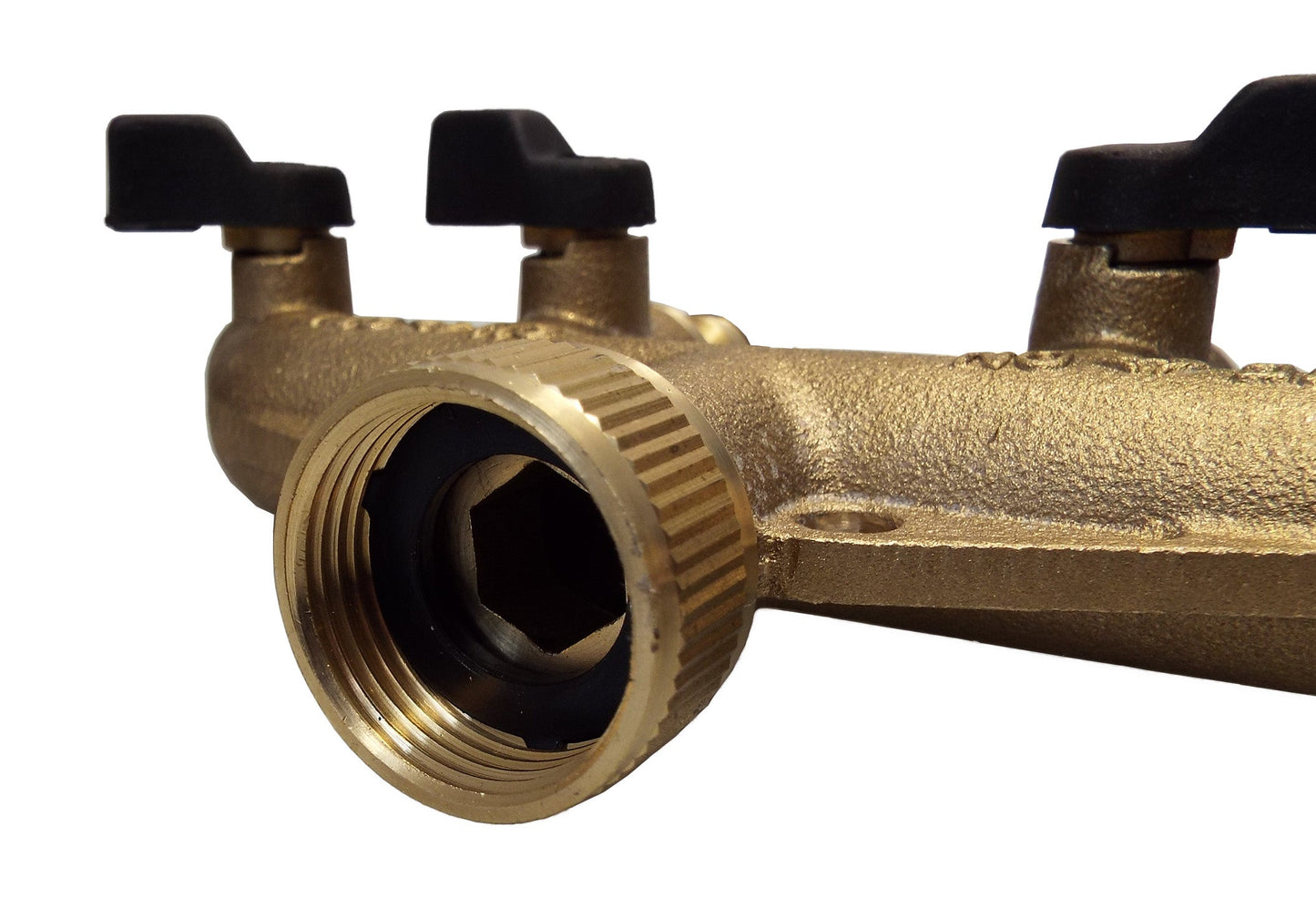 4-Way Manifold with Valves and Threaded Outlets Brass for DIY Workshop Accessory