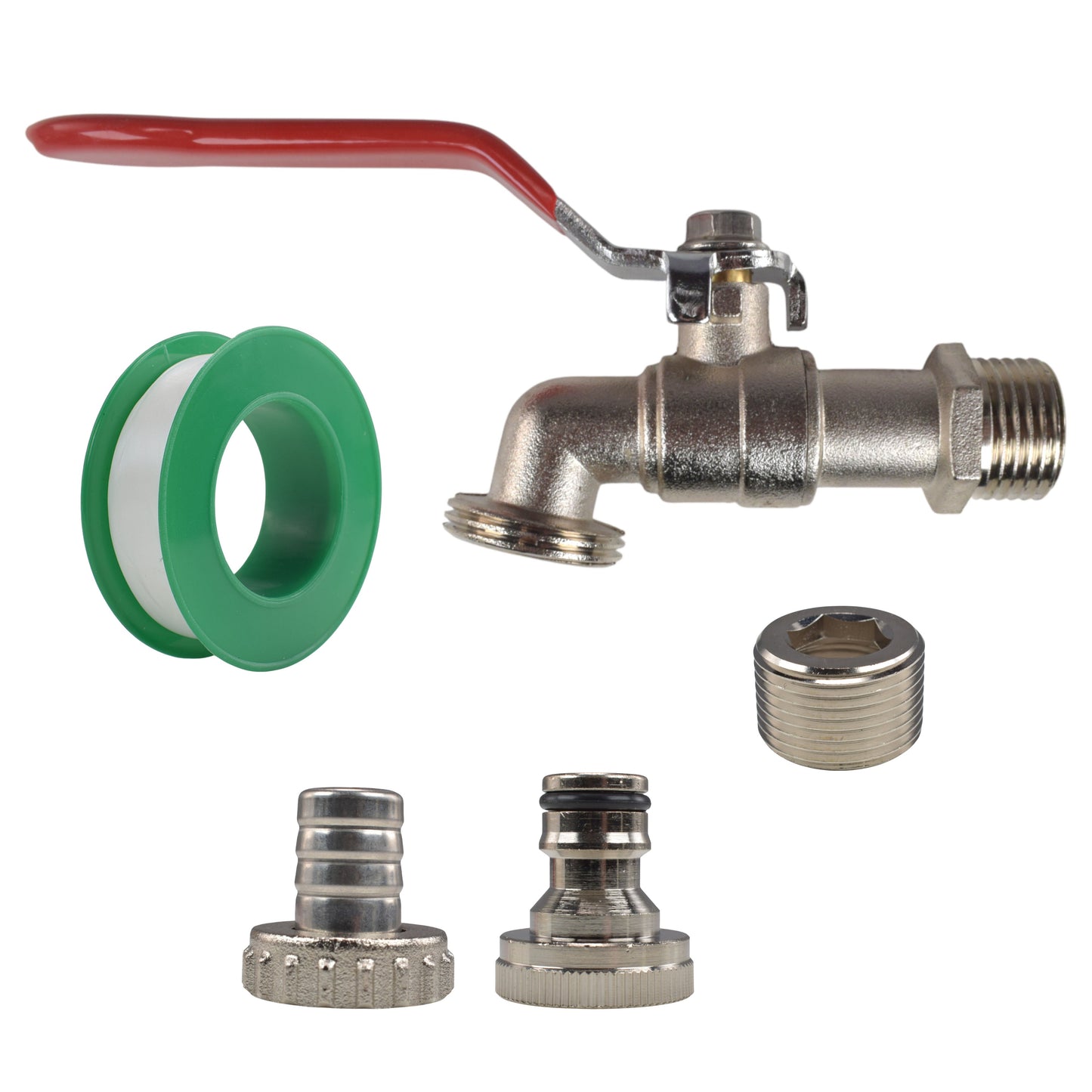 AP Supplies Lever Tap Kit with Barb/Quick Connect Outlet, 1/2" and 3/4" BSP Thread Inlet