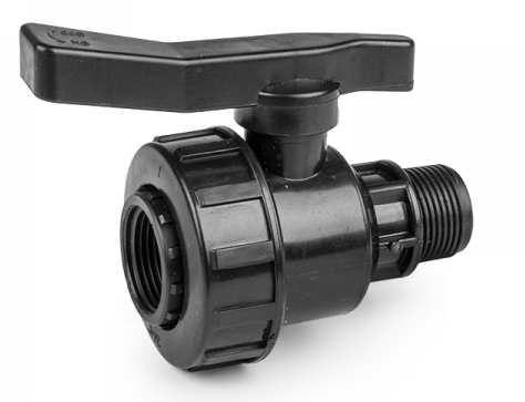 Full Flow Single Union Ball Valve PP 1in BSPF-M for Drip Irrigation Fitting