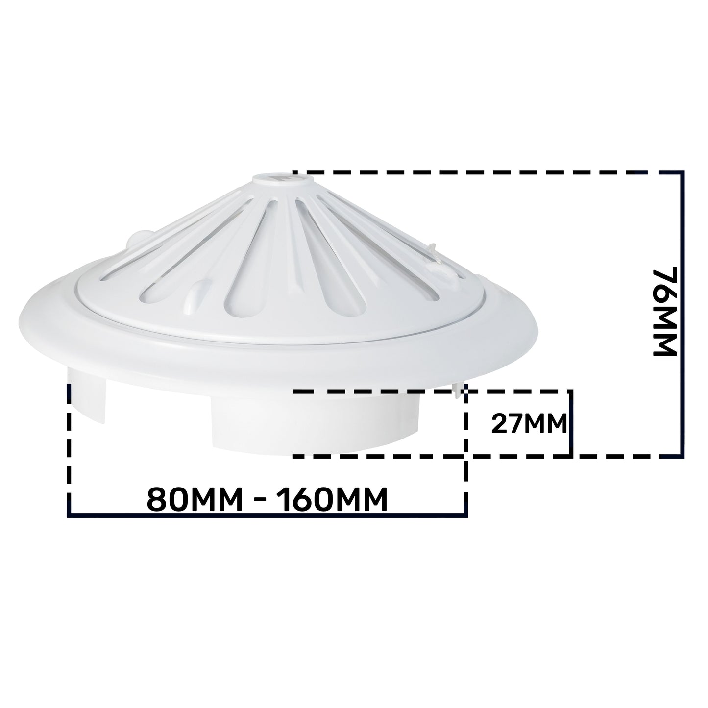 Adjustable Louvre Vent Round 80mm-160mm White for Home and Garden Use