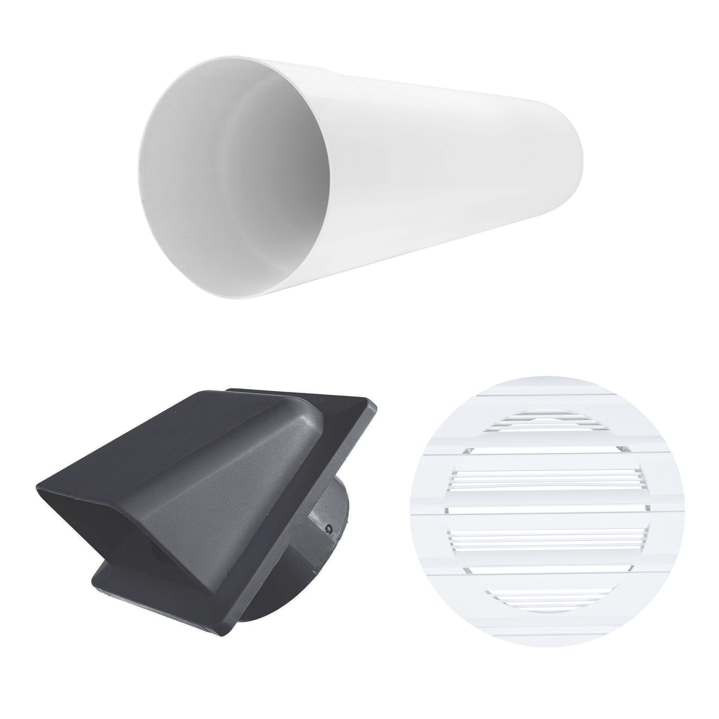 AP Supplies Through Wall Ventilation Kit Round Bella Vent with Graphite External Vent
